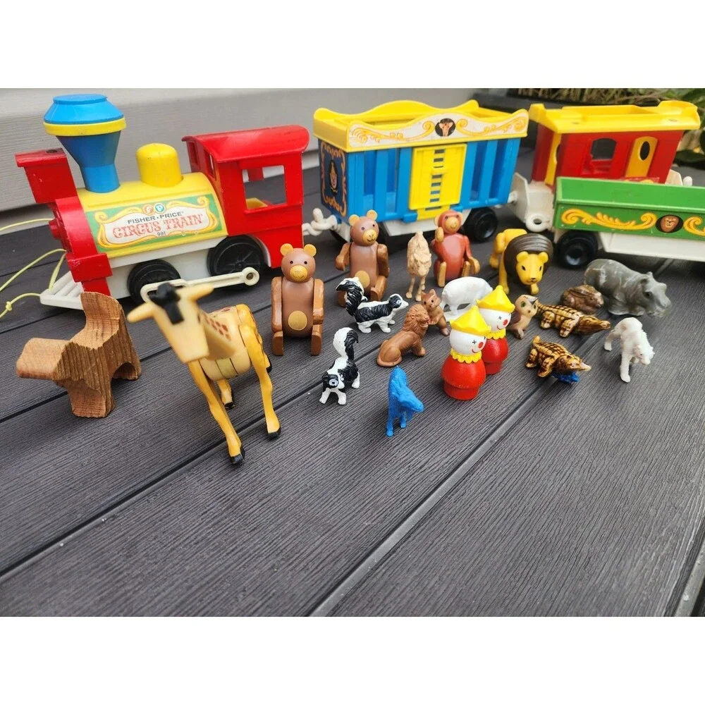 Vintage Fisher-Price Little People Circus Train #991 Toy Animal Zoo W/Animals +
